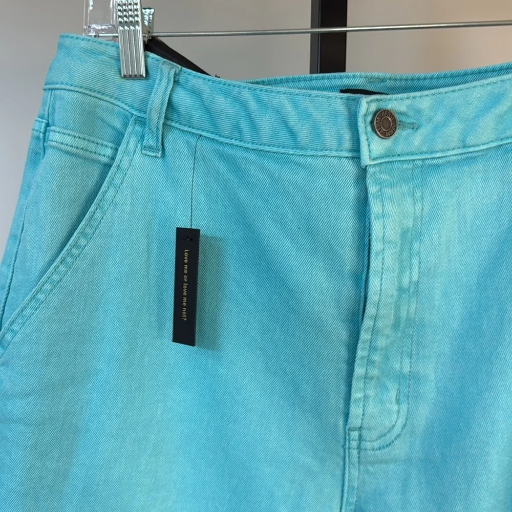 AFRM high rise utility straight leg jeans 30 turquoise - Picture 2 of 5